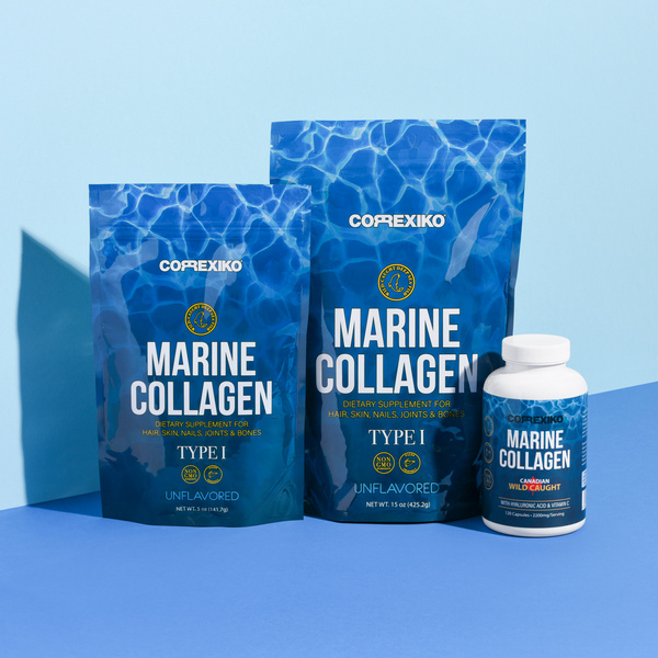 Marine Collagen on Blue Packaging 