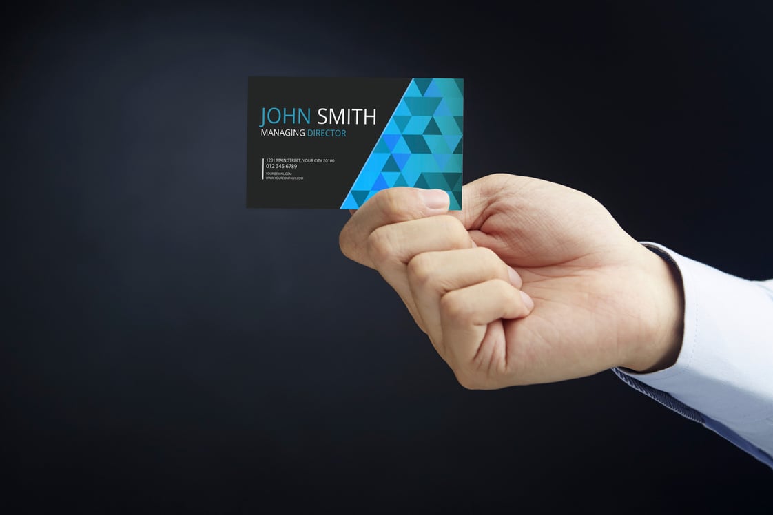 Hand presenting business card concept